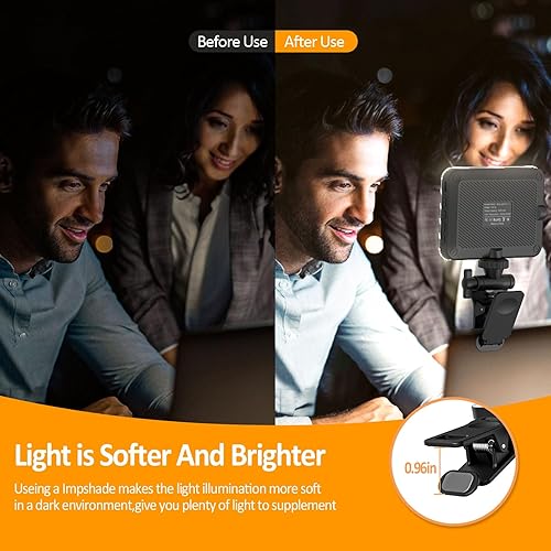 Miniatura 6 de XINBAOHONG Luz recargable para selfie, luz de relleno de clip para teléfono, laptop, tableta, luz portátil para videoconferencia, transmisión en