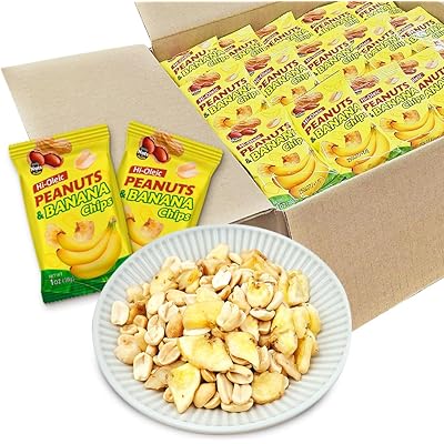 バナナチップス＆ハイオレイックピーナッツ 約3.08kg (28gx110袋) 産地直輸入 個包装 小分け 箱入り 無塩 素焼き 防災食品 非常食 備蓄食 保存 …