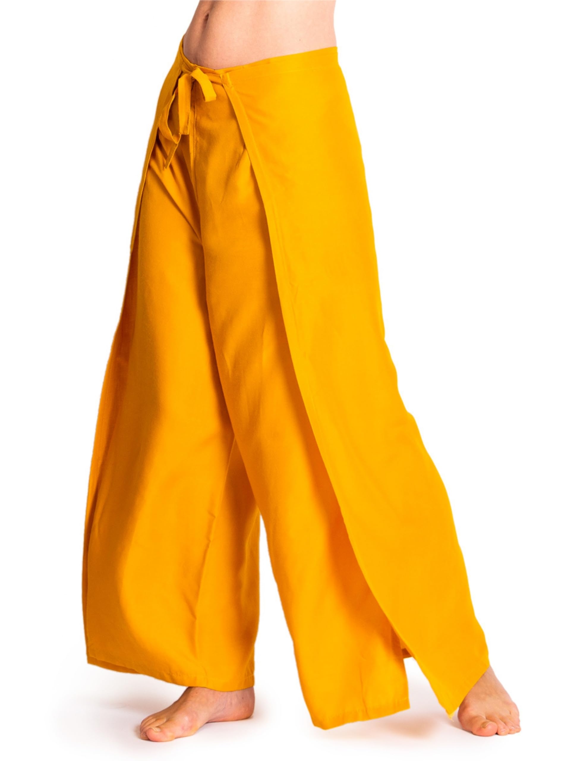 PANASIAM Pantalon Palazzo Portefeuille Femme Uni - Pantalon Large Élégant en Viscose - Pantalon d’Été Léger Style Bohème - Coupe Droite Sunshine Pants
