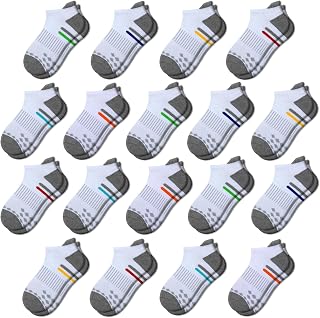 18 Pairs Boys Socks Ankle Athletic Socks For Kids 8-10 4-6 6-8 Years Old Low Cut Socks Half Cushioned Cotton Socks