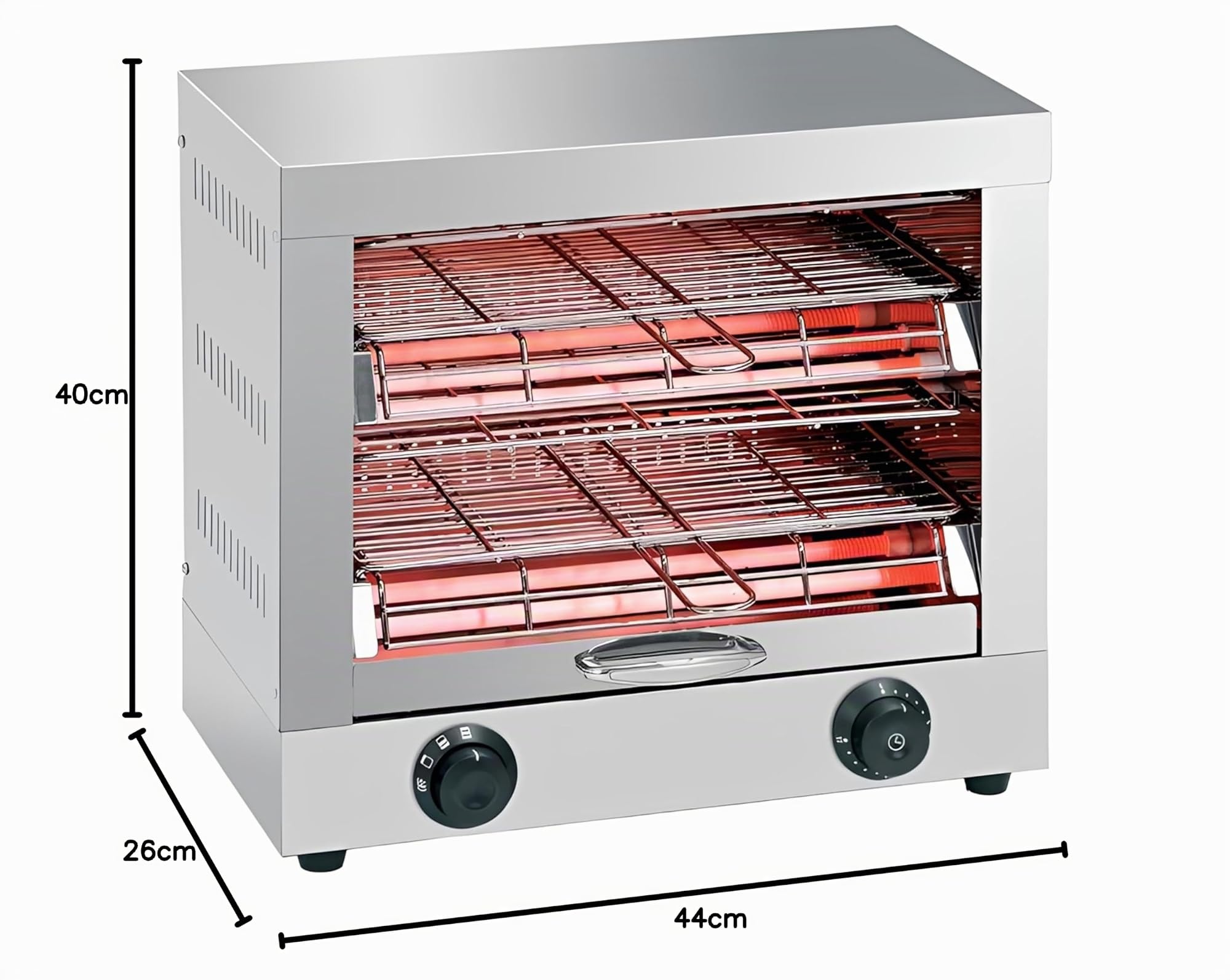 MBH - Tostadora industrial eléctrica 2 pisos INOX para HOSTELERÍA. Horno tostador de pan profesional para bar y restaurante.
