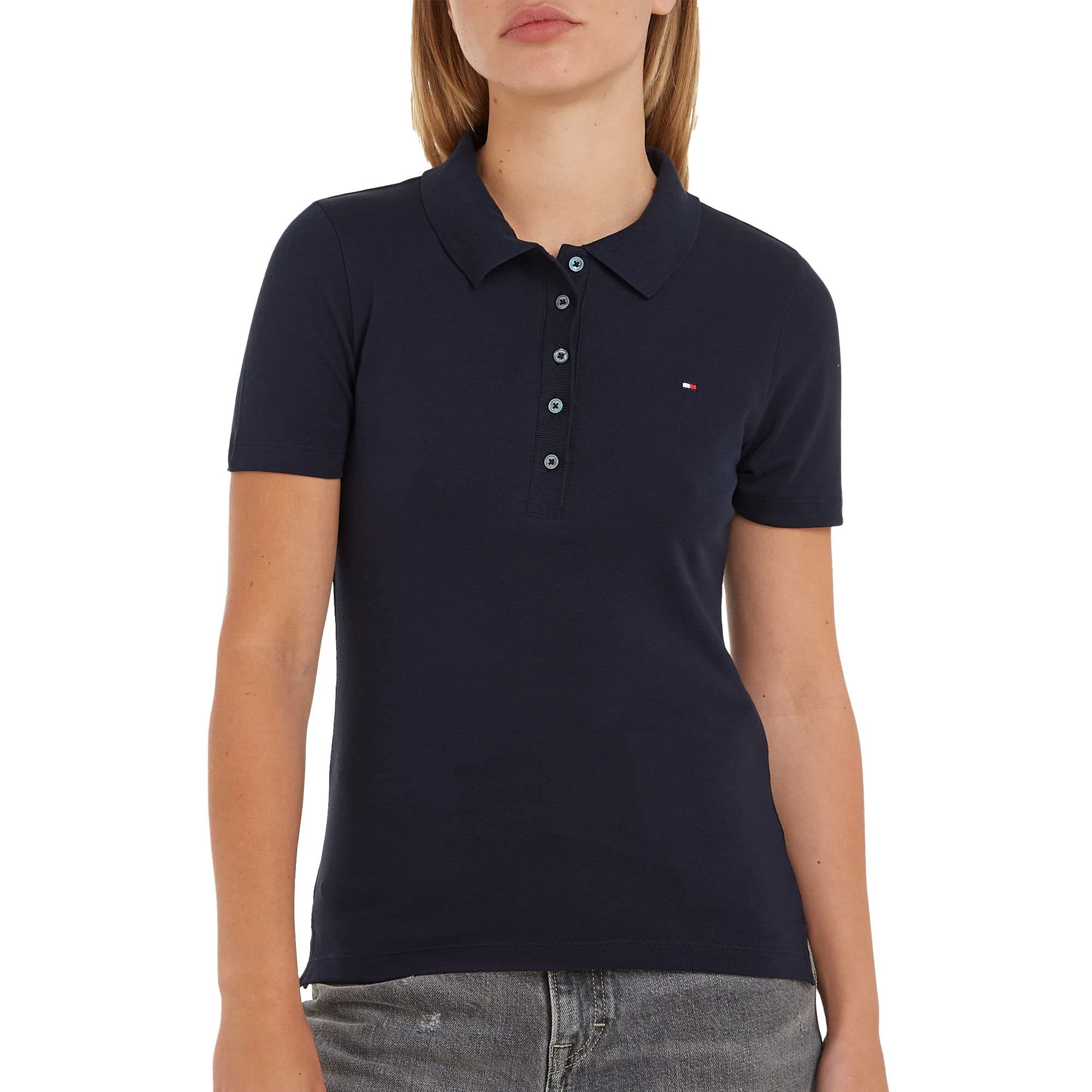 Tommy Hilfiger Damen Poloshirt Kurzarm 1985 Slim Pique Polo Ss Slim Fit