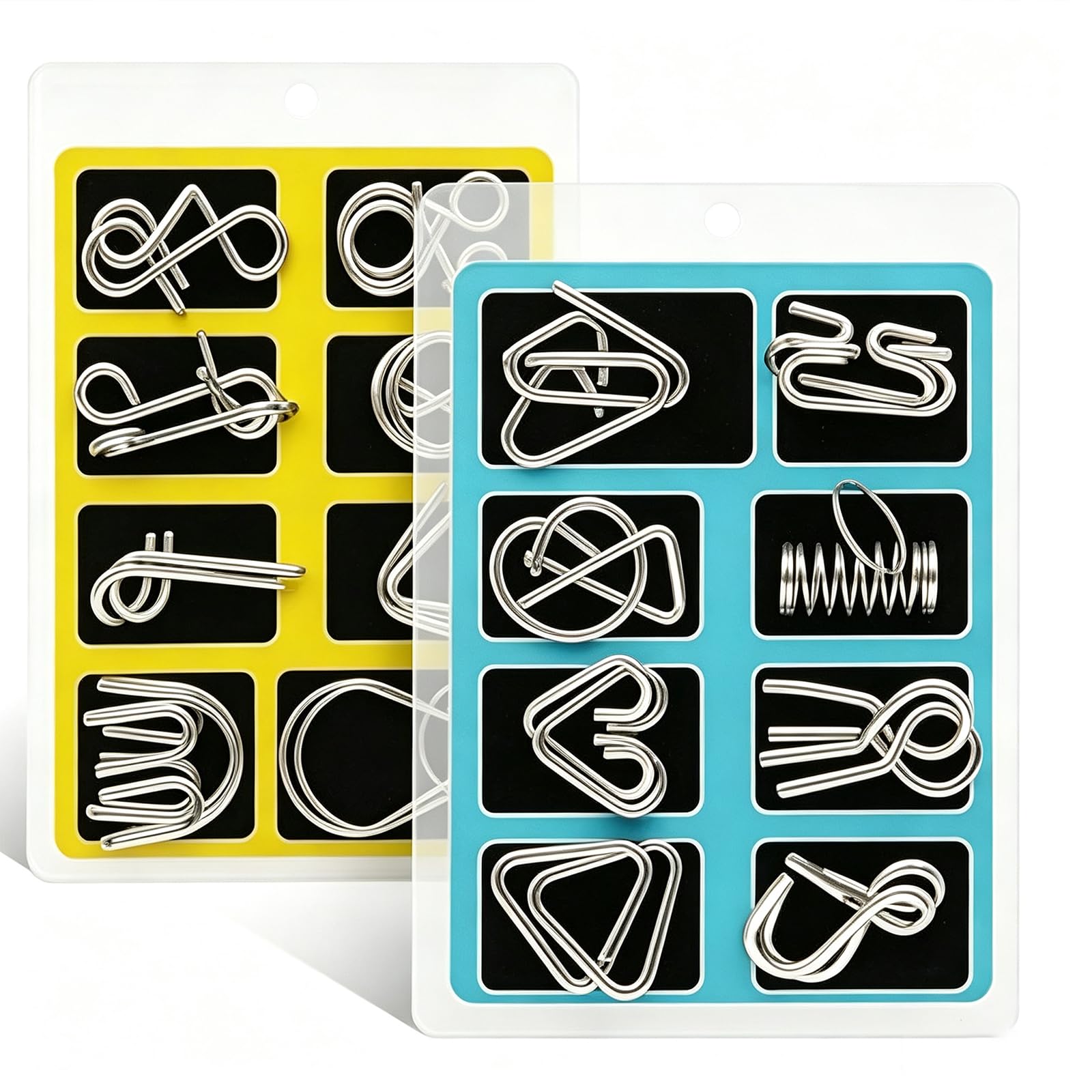 16 Pcs Brain Teasers Puzzles, IQ Puzzle, Metal Puzzle, Metal Puzzles for Adults, family Puzzles, Brain Teaser Wire Mind Game Jigsaw Educational Toy for Logical Thinking Training