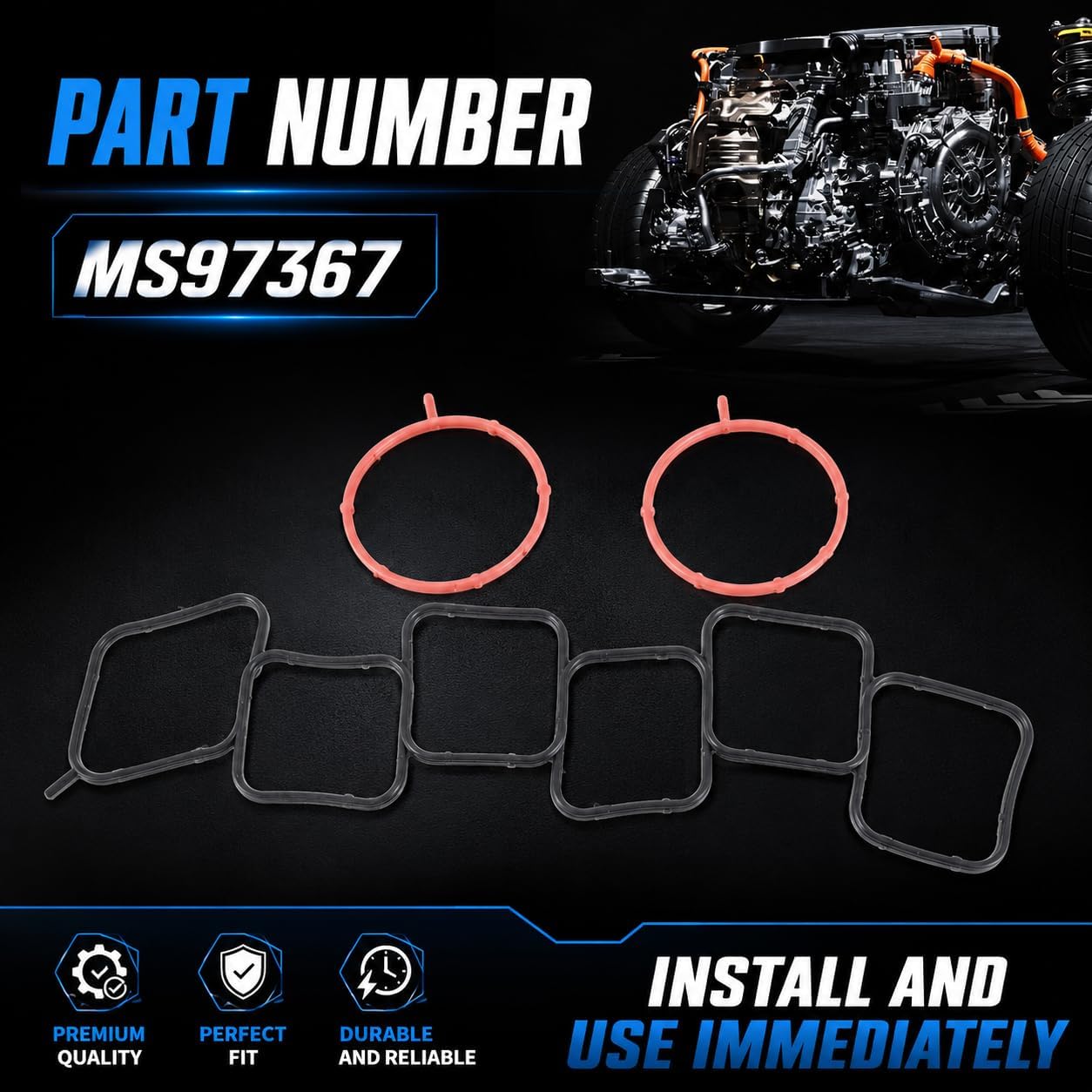 Fuel Injection Plenum Gasket Set MS97367 Compatible with 2007-2019 Infiniti EX35 EX37 G25 G35 G37,2007-2019 350Z 370Z