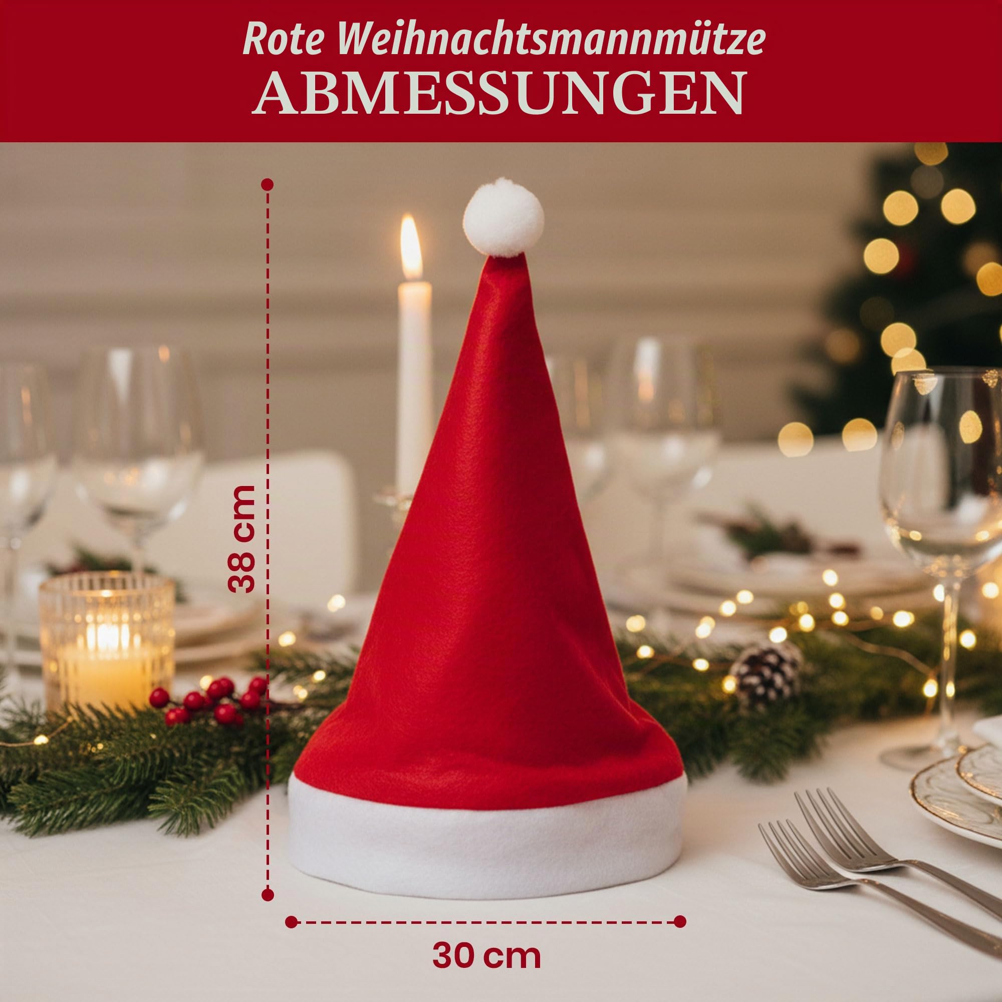 REDSTAR FANCY DRESS 100 x Weihnachtsmützen – Weihnachtsmützen Familie – Perfekter Zusatz als Weihnachtsmannkostüm – Weihnachten Mützen für die Ganze Familie