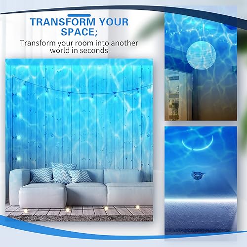 Miniatura 5 de 6 proyectores de efecto de agua, proyector LED de onda oceánica, proyector de efecto de onda de agua, luz nocturna giratoria de 360 grados,