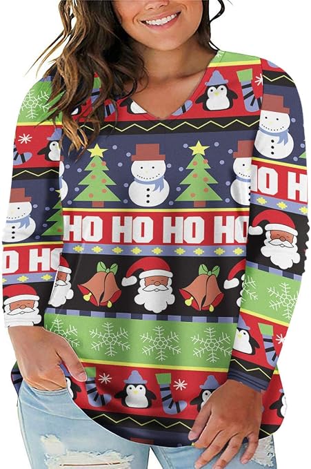 Women's Ugly Christmas Shirts Plus Size 