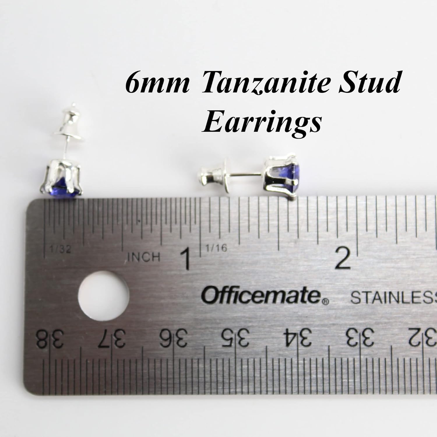 Gemstone Stud Earrings for Women, 6mm Round Prong Set 925 Sterling Silver