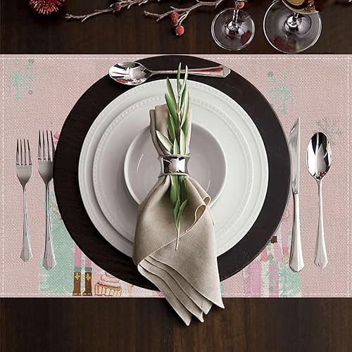Miniatura 2 de PartyBuzz - Juego de 4 manteles individuales de Navidad con diseño de cascanueces rosados, decoración para el hogar, cocina, comedor