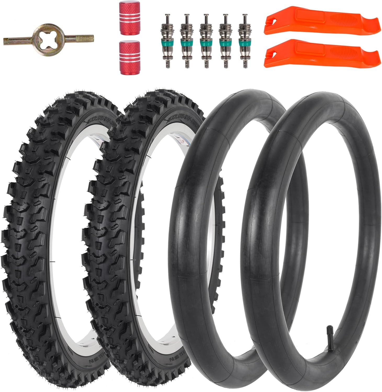 16X2.125/57-305 Kids Bike Tire, 16 Inch Foldable Bike Tire and Tube Set for Mountain, Off Road, Daily Road Conditions - 1/2 Pack