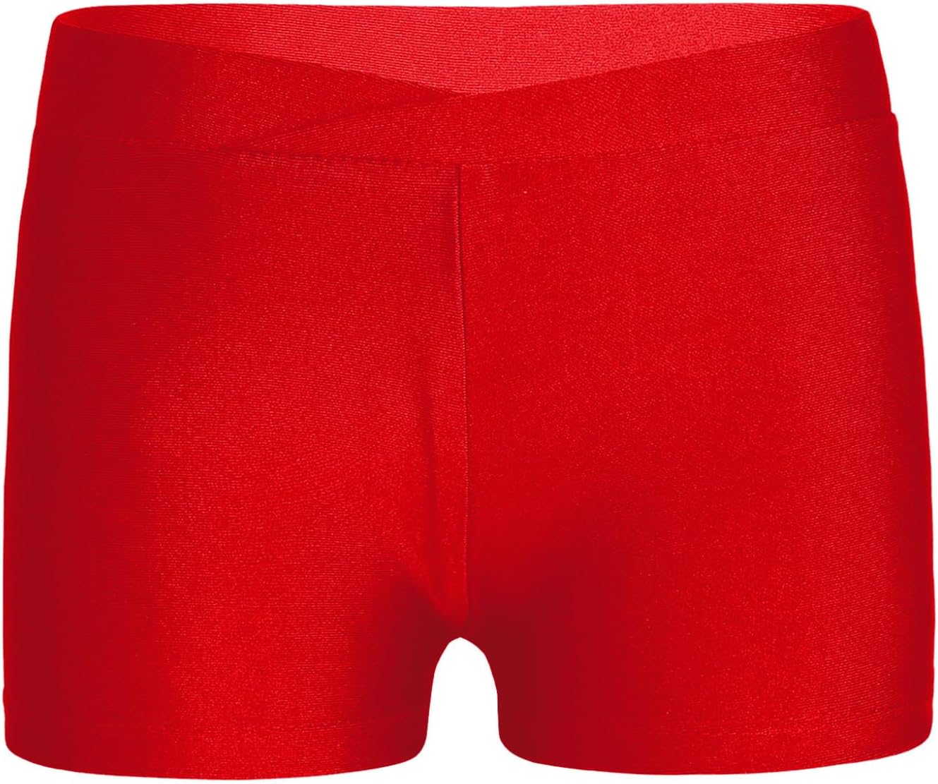 TTAO Kids Girls Cheerleading Dance Shorts Stretchy V Front Waistband Shorts Solid Color Pants for Gymnastic