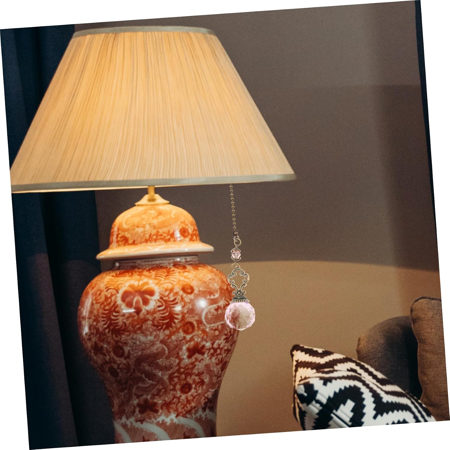 2pcs Crystal Pendant Bedside Lamp Chain Ceiling Fan Pull Chain Extender Decorative Lighting