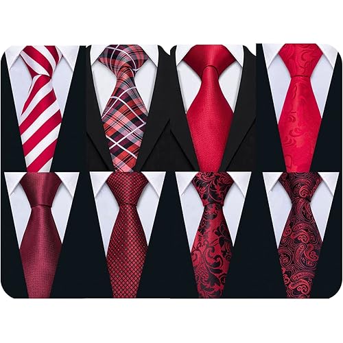 Barry.Wang Men's Ties Set Silk Wedding Neckties Woven Silk Formal Business Casual(4/6/8PCS)