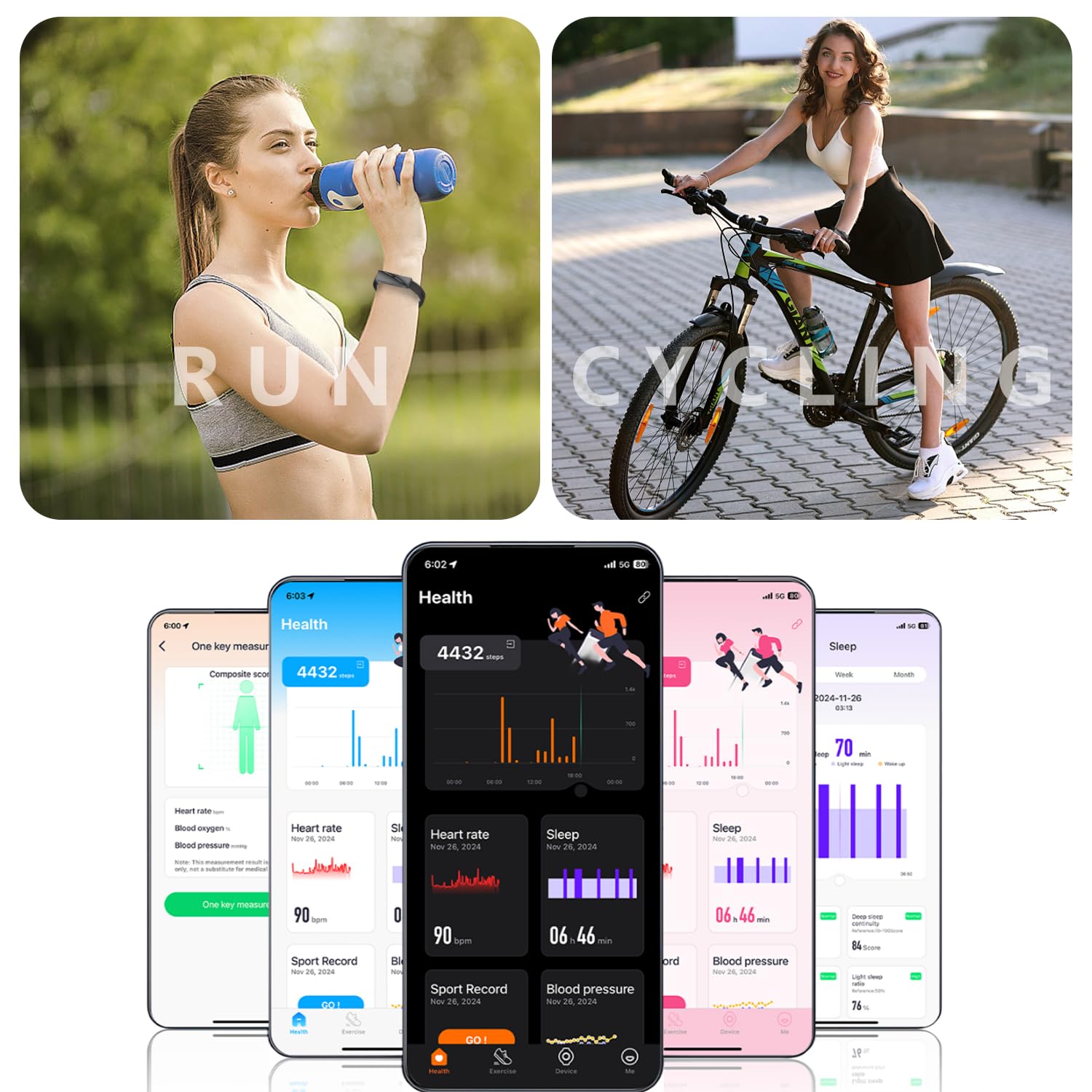 Podomètre Montre Fitness Tracker 170 modes de sport (D-B)
