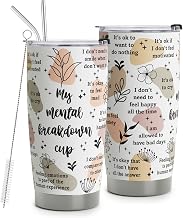 Mental Health Awareness Tumbler - Positive Thinking Daily Affirmation - 20oz Stainless Steel Cup - 'My Mental Breakdown' Matters