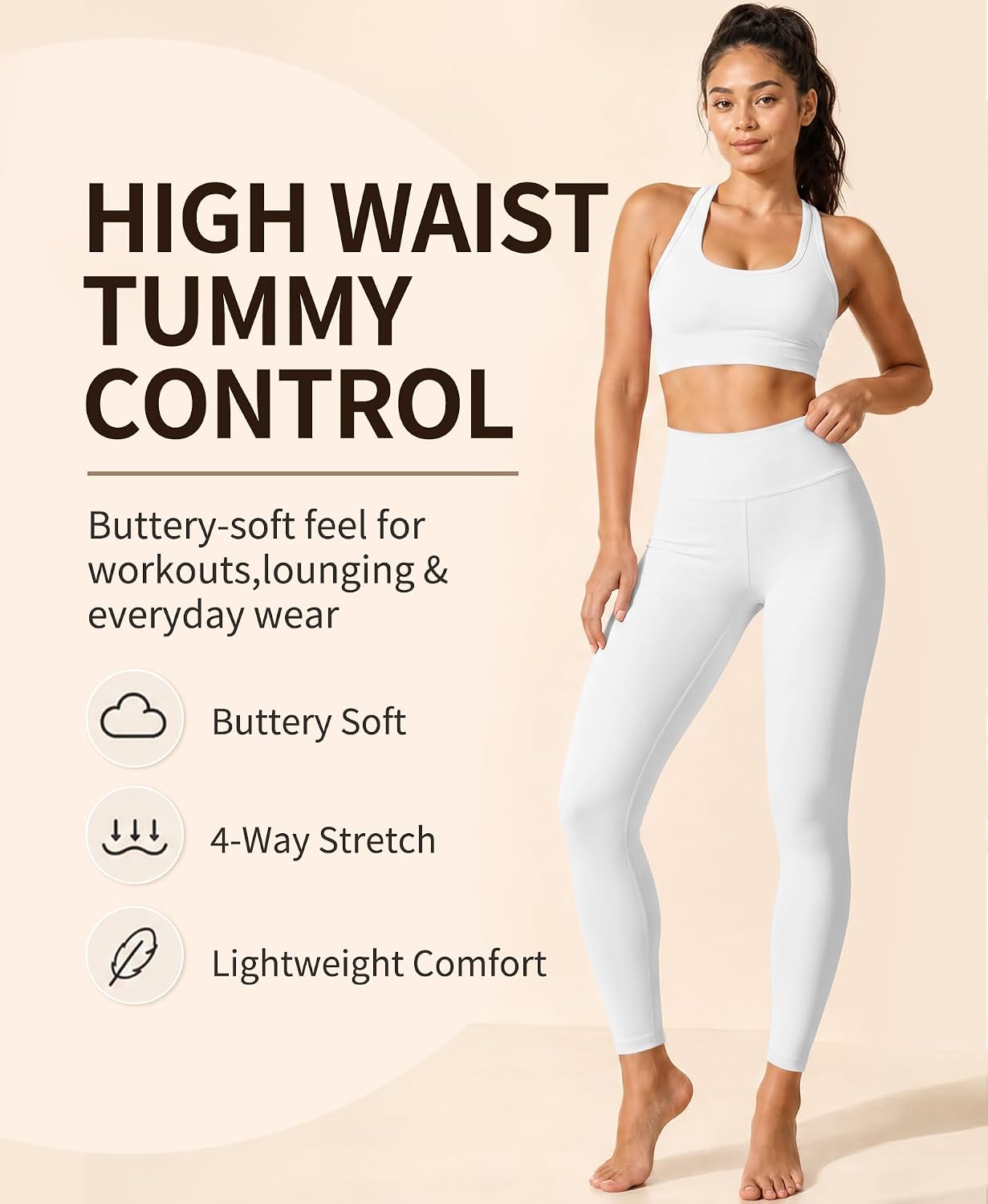 Leggings for Women - High Waisted Full Length Buttery Soft Yoga Pants for Workout Athletic Daily image 2