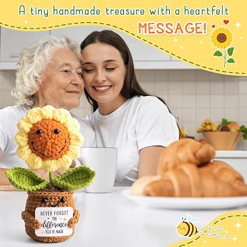 Mothers Day Thank You Gifts for Women, Nurse, Coworkers, Teacher, Boss, Retirement Farewell Going Away - Emotional Sunflower Support Crochet - Never Forget The Difference You Make Gifts
