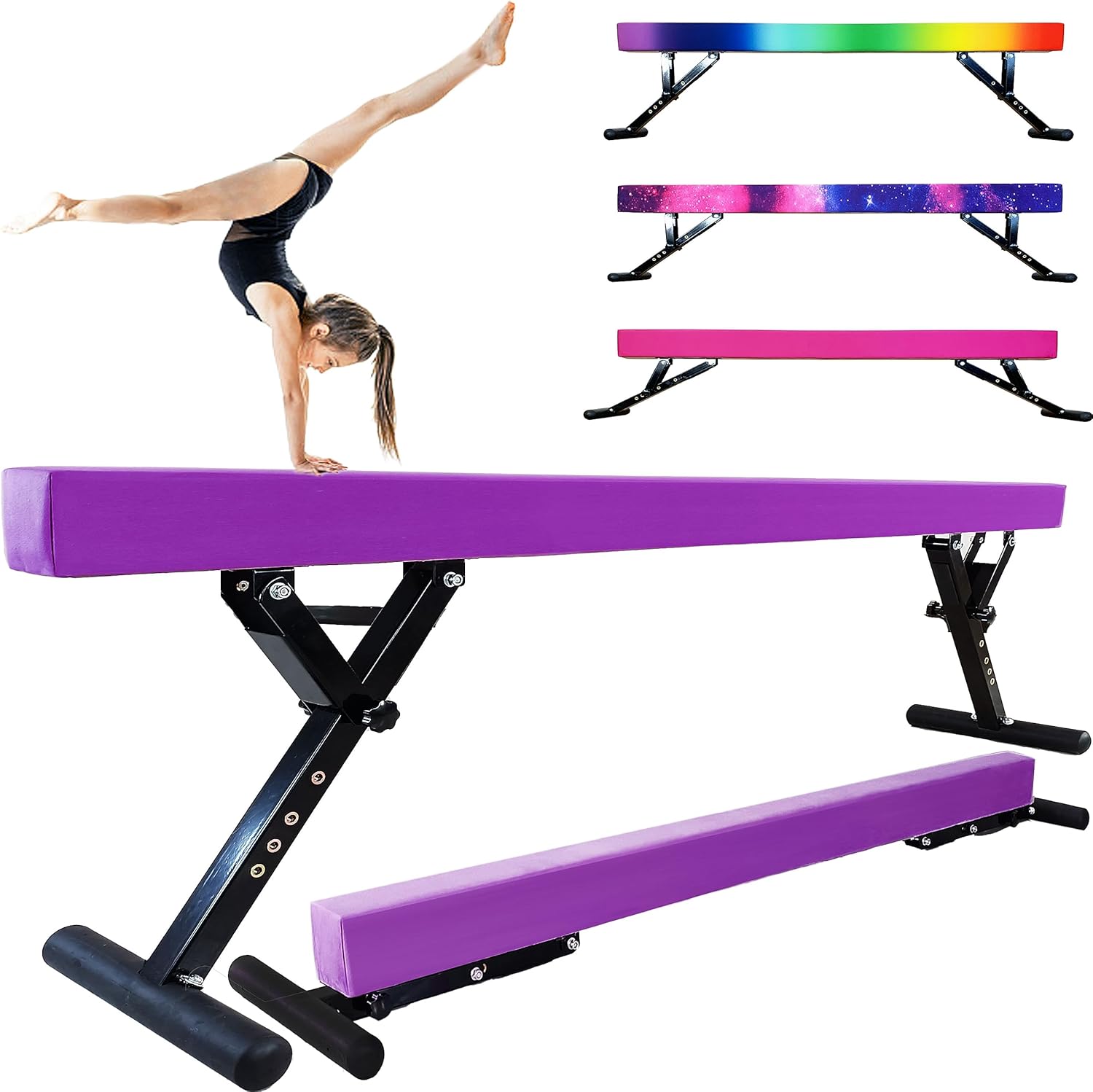 Adjustable Balance Beam Gymnastics Beam 8 FT Adjustable Height Beams for Kids, High and Low Floor