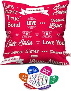 Indigifts Raksha Bandhan Gifts for Sister Best Bhena True Bond Quote Pink Cushion Cover 18x18 inches - Gifts for Sister, Rakshabandhan Gifts, Sister Rakhi Gift, Sister Birthday Gift, Sister Cushion