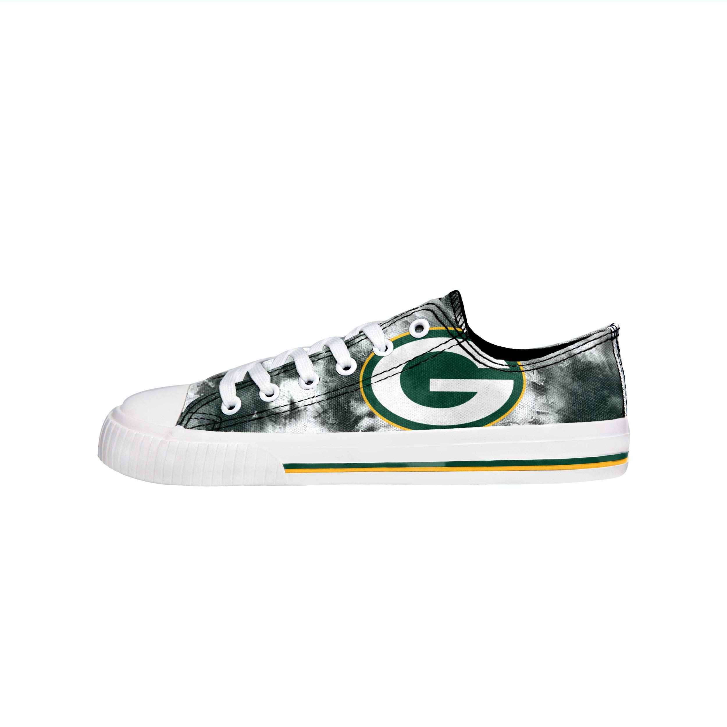 FOCO Green Bay Packers NFL Womens Low Top Tie Dye Canvas Shoes - 8