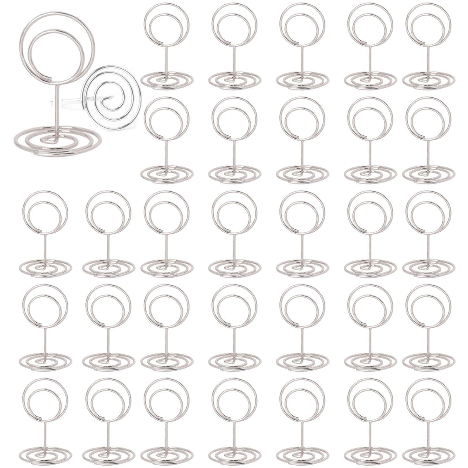 Zyekiu Silver 30 Pack Photo Holders For Tables Place Card Holders Card Stand Table Number Stands For Wedding Party Graduation Reception Restaurant Home Centerpiece Decorations Office Memo (Round,)