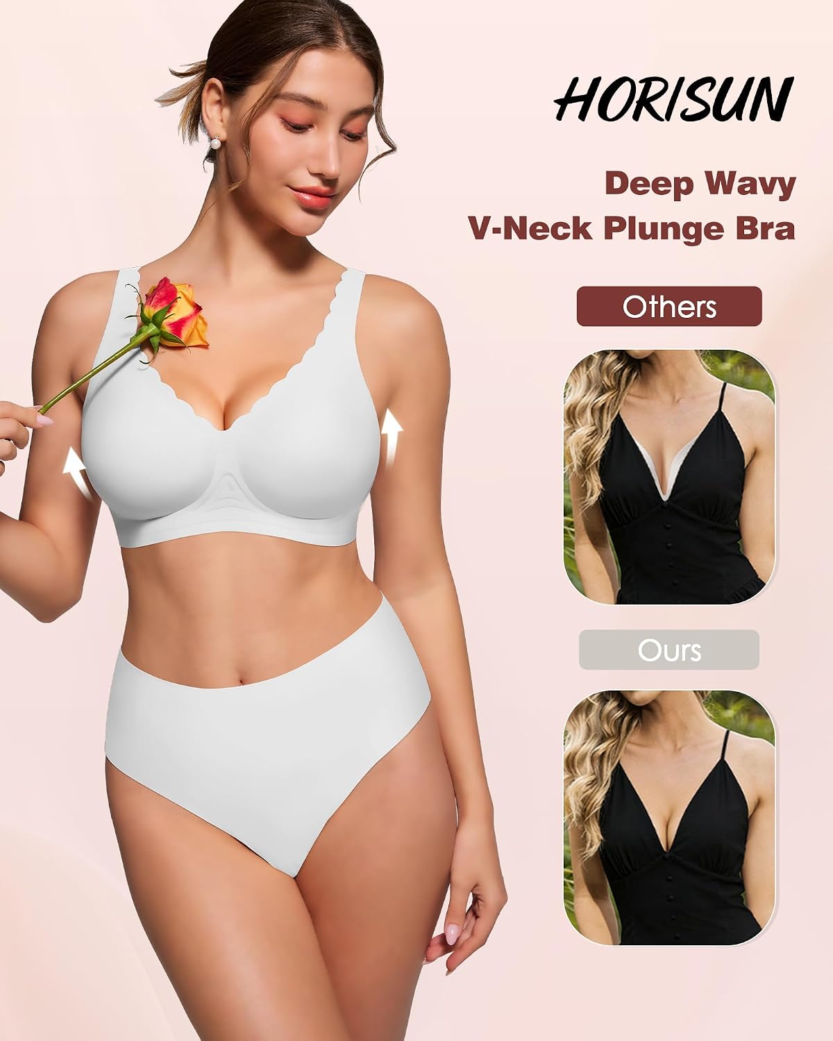 HORISUN Jelly Bras for Women No Underwire Deep V Supportive Wireless Bra image 2