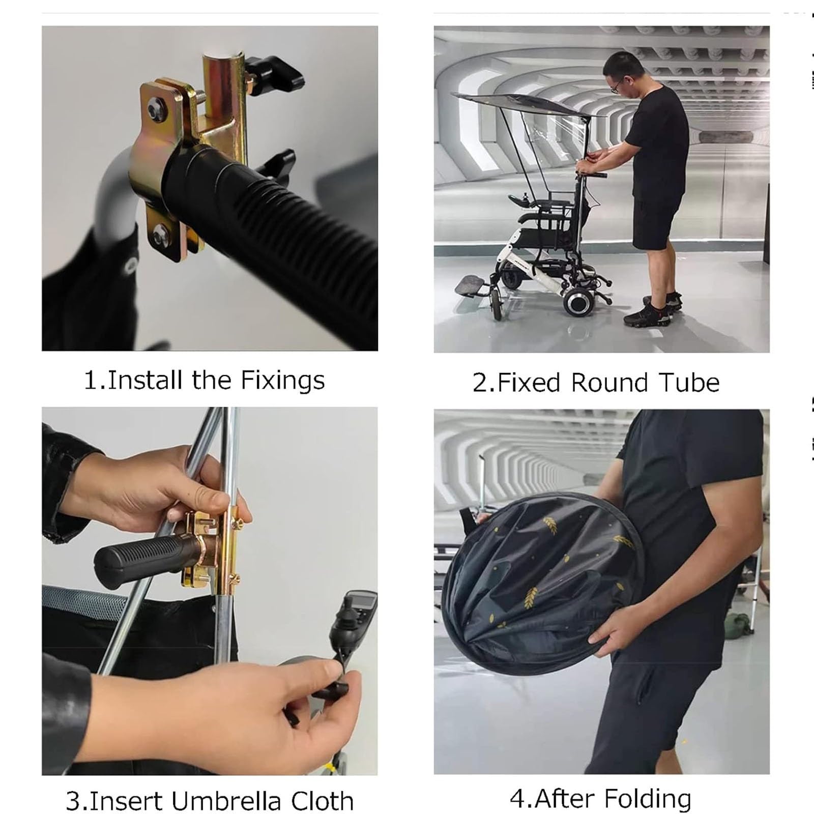 Cubierta para la Lluvia Parasol Ajustable para Silla de Ruedas Paraguas Eléctrico Universal for Silla de Ruedas Protección Resistente a los Rayos Toldo for Exteriores