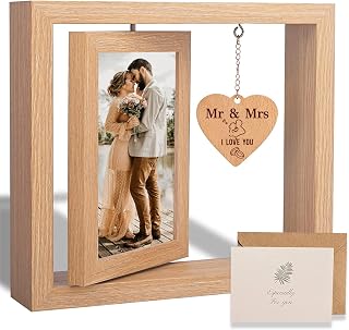 Mr and Mrs Wedding Picture Frame, Rotating Floating WeddingCool Wedding Bride to Be Bridal Shower Gifts for Couples Unique 2023- Marriage Gifts for Couple - 4x6 Inches Photo Frame