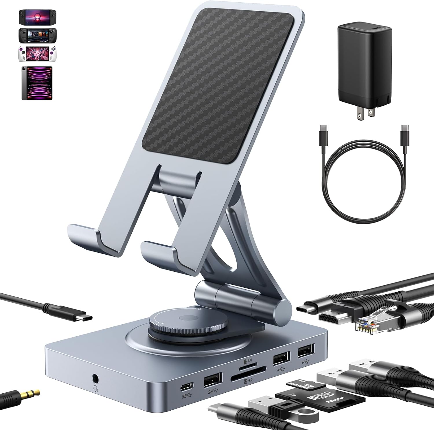 Estación de Acoplamiento USB C 11 en 1 con Lector SD 4.0, HDMI 4K y Adaptador 65W