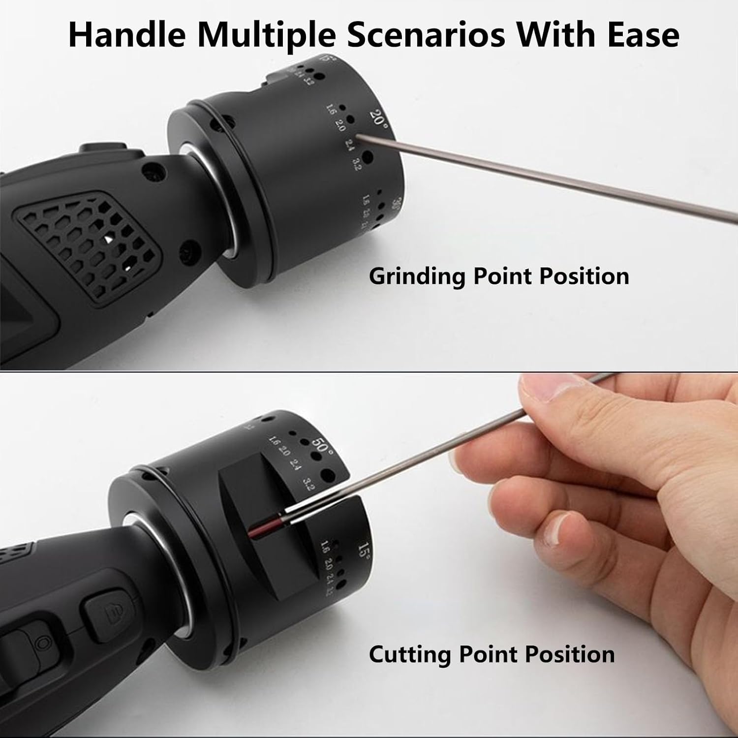 Handheld Electric Tungsten Sharpener, Rechargeable Cordless Tungsten Grinder, Tungsten Electrode Welding Rotary Tool, No-Load Speed 8000-35000 RPM Grinding Angle 15° - 50°