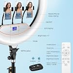 22" Ring Light with 75" Tripod/LED Display/2 USB Ports, 2600K-6500K Dimmable LED Light, Tripod Stand, Remote Controller,for ipad,Camera,Smartphone,TikTok Video Recording, Live Streaming