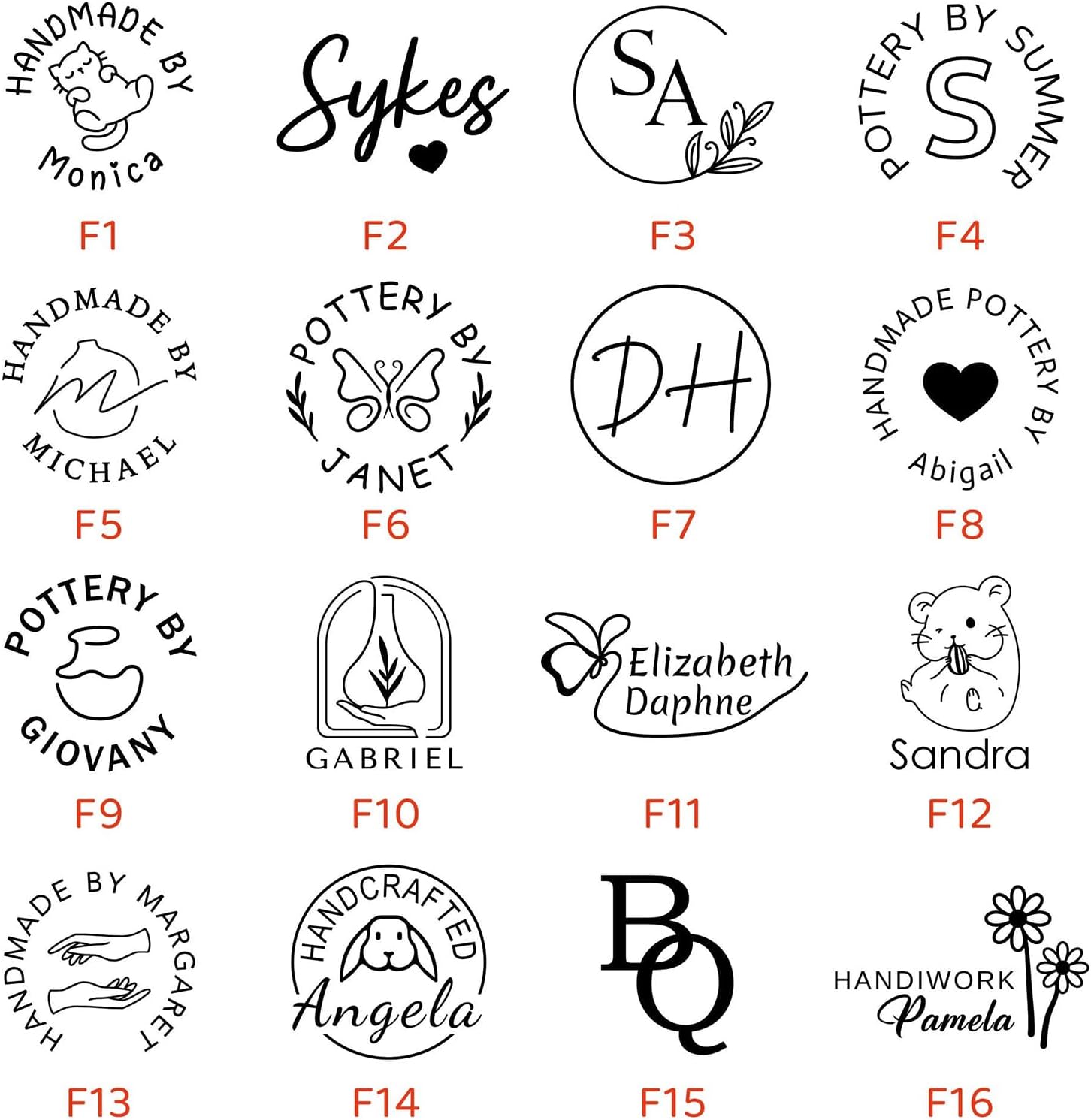 Custom Pottery Stamp - Personalized Pottery Stamp with Your Logo or Signature, Design Your Custom Name Stamps, HandCrafter Potters Lovers Gifts, Polymer Clay Tools (0.5-3.5 in)