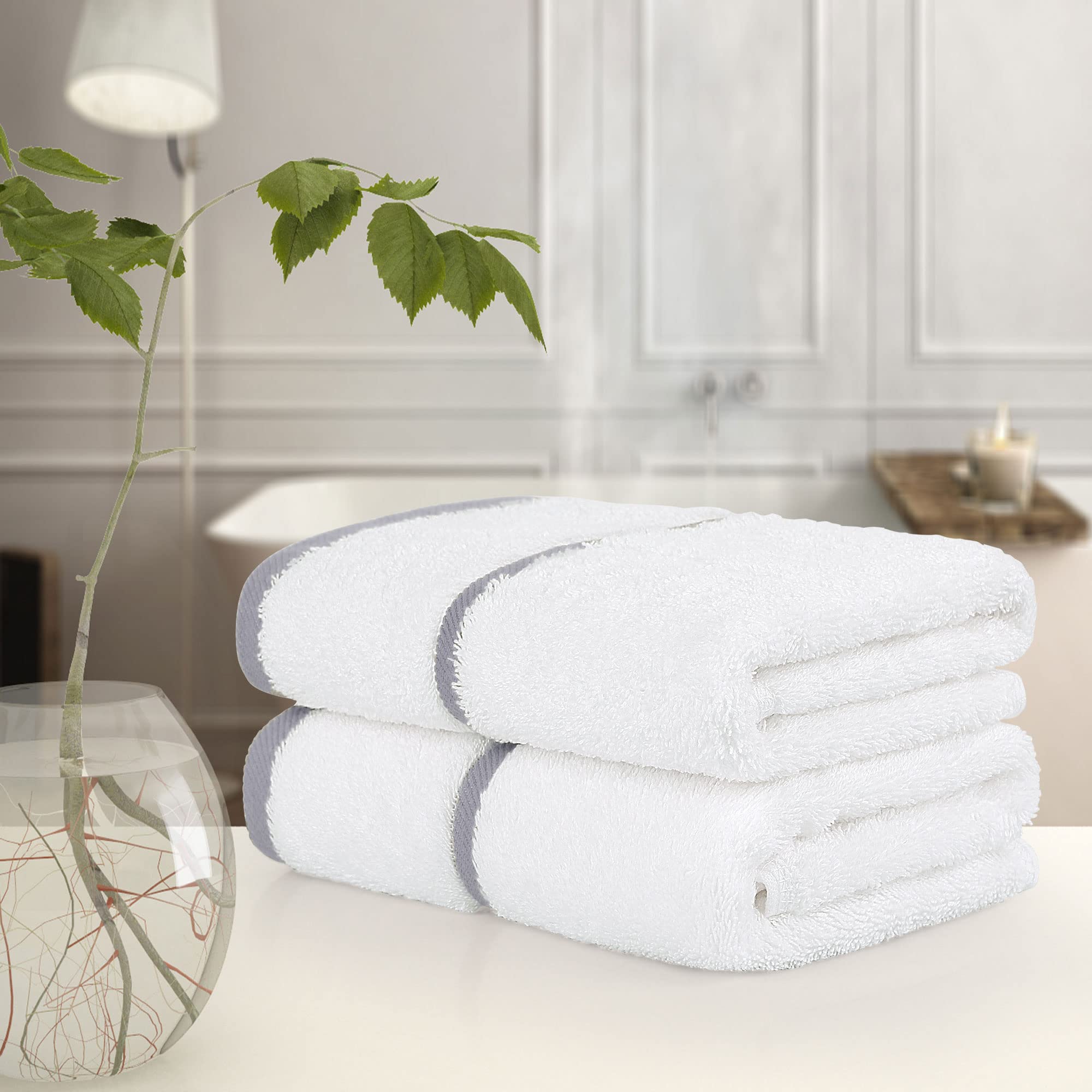 PiccoCasa Paquete de 2 toallas de algodón de lujo de 750 g/m², suaves y absorbentes de agua, toallas de mano pequeñas para baño, juego de toallas de mano grises para hotel spa, toallas de cara de 40 x