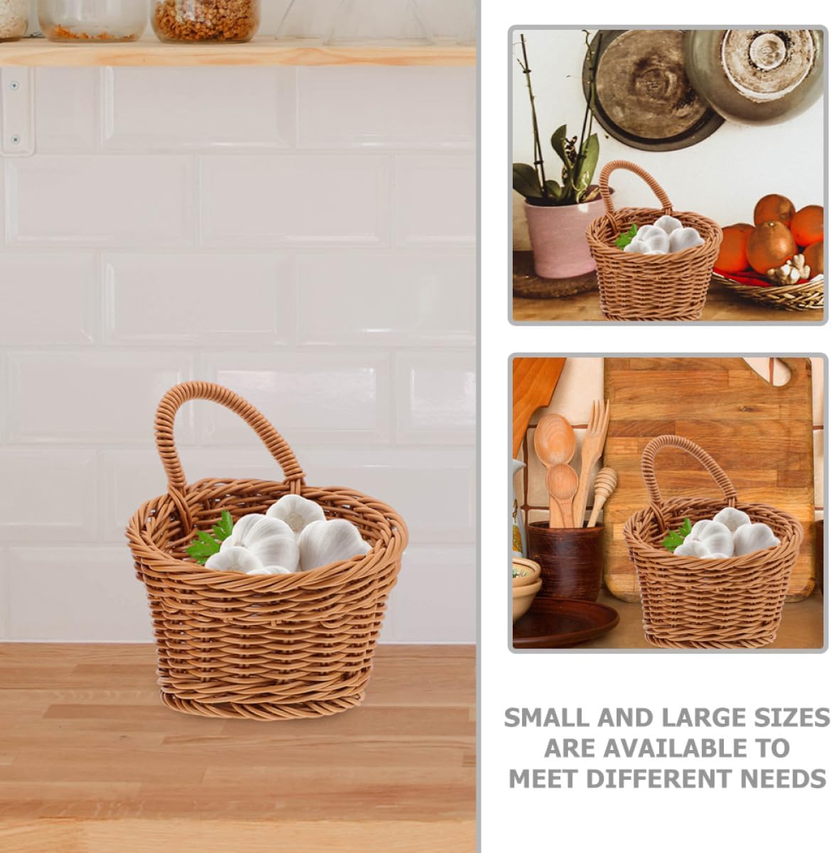 Hanging Woven Storage Basket 2pcs for Kitchen Wall Decor image 3