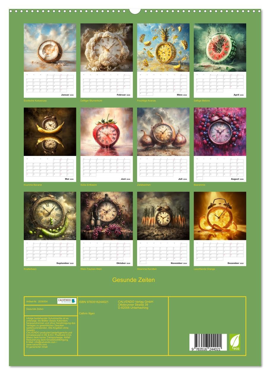 Gesunde Zeiten (hochwertiger Premium Wandkalender 2026 DIN A2 hoch), Kunstdruck in Hochglanz: Der fruchtige Terminkalender - KI generiert (CALVENDO Lifestyle)