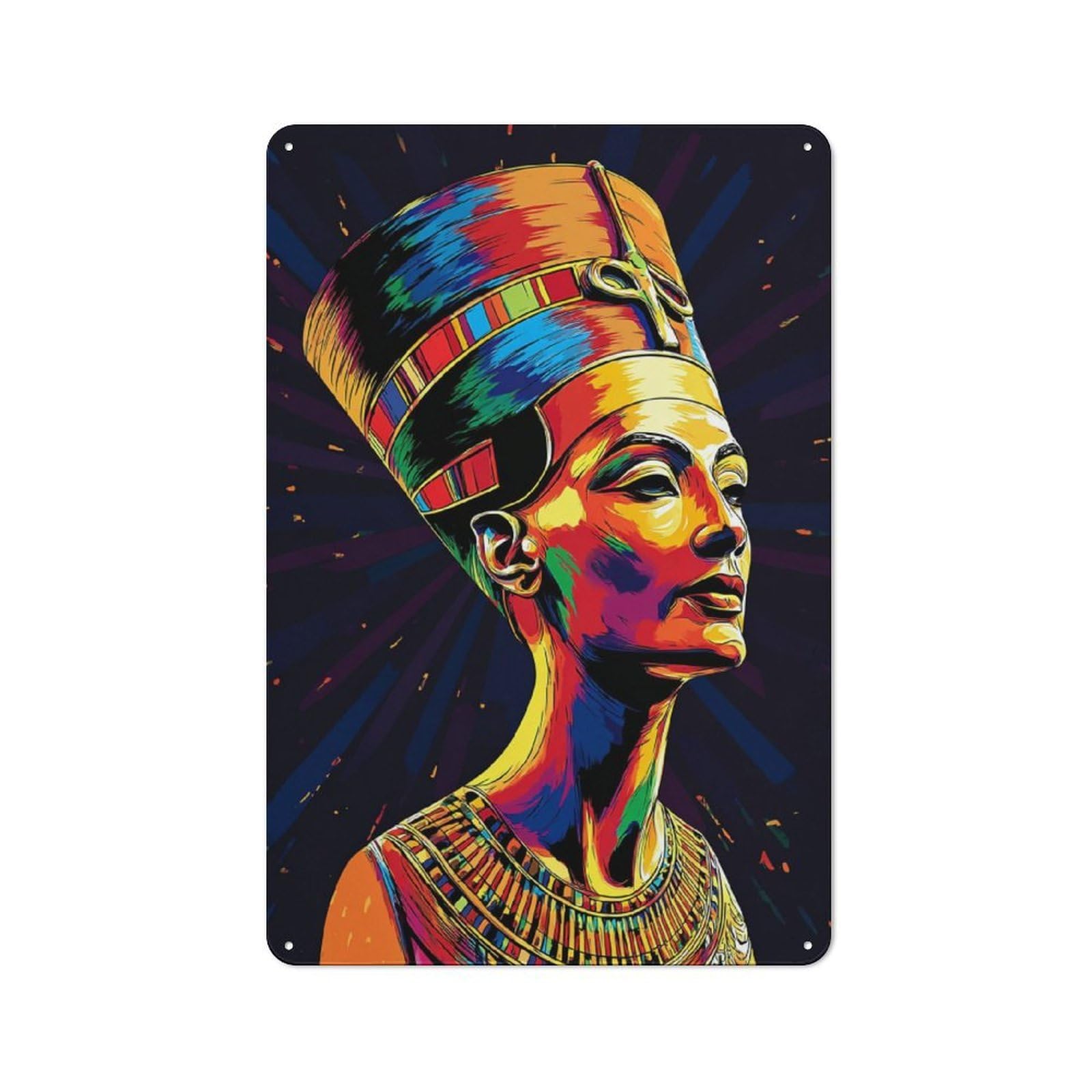 Junmoney Colorful Egyptian Queen Portrait -4 Retro Metal Sign 30X20cm, Garage Style Shed Wall Plaque For Garage, Hobby Room, Office Or Man Cave