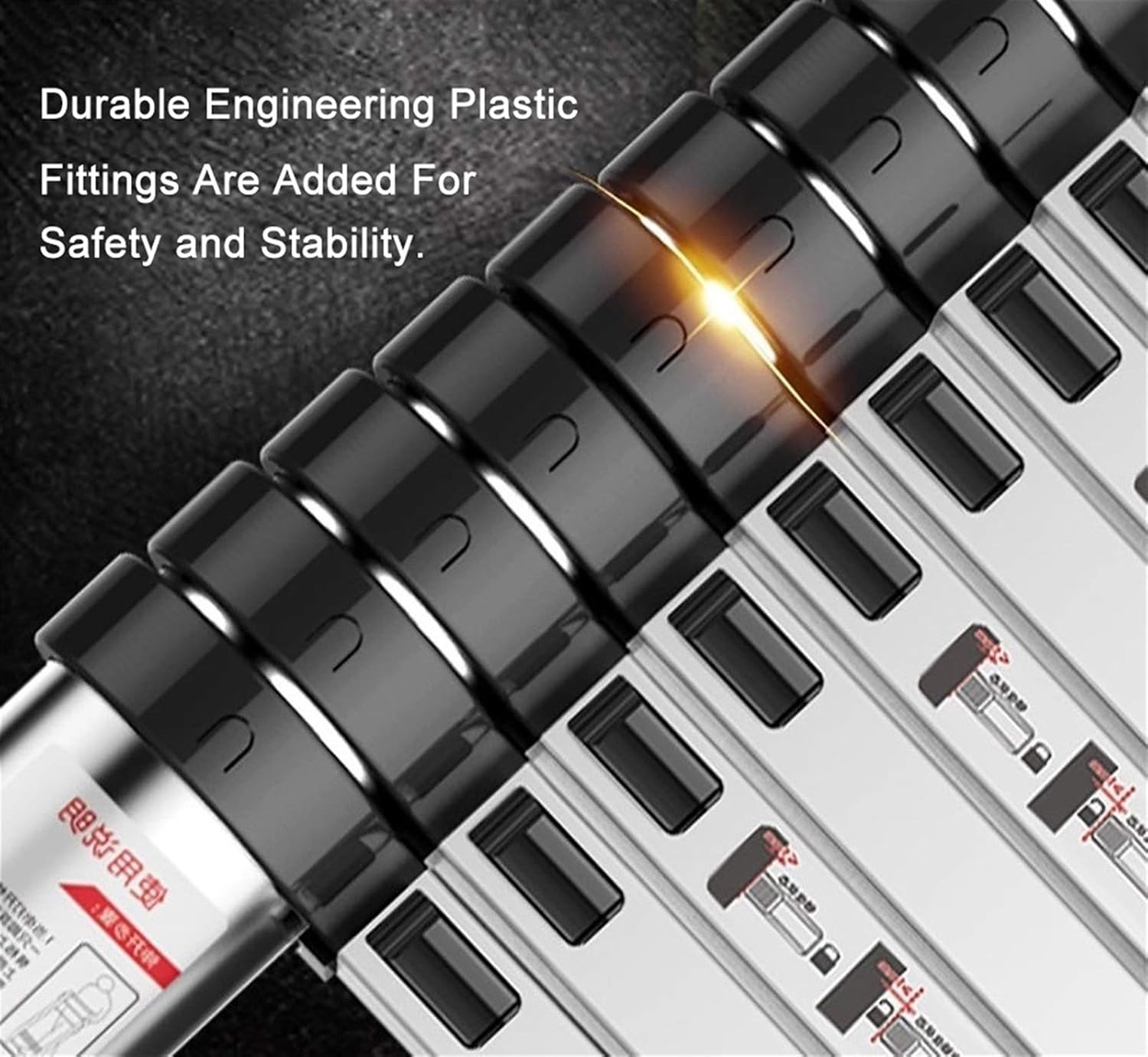 8m/7m/6m/5m/4m/10FT/2m/1m Tall Telescoping Ladders with Hooks, Heavy Duty Aluminum Extension Folding Ladder, Portable Multi-Purpose Telescopic Ladder (Size : 1.4m/2.6ft)