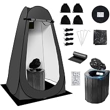 Camping Toilet Kit with Pop Up Privacy Tent, X Large Portable Folding Toilet Potty for Adults, Outdoor Camp Shower Tents,Changing Room with Carry Bag