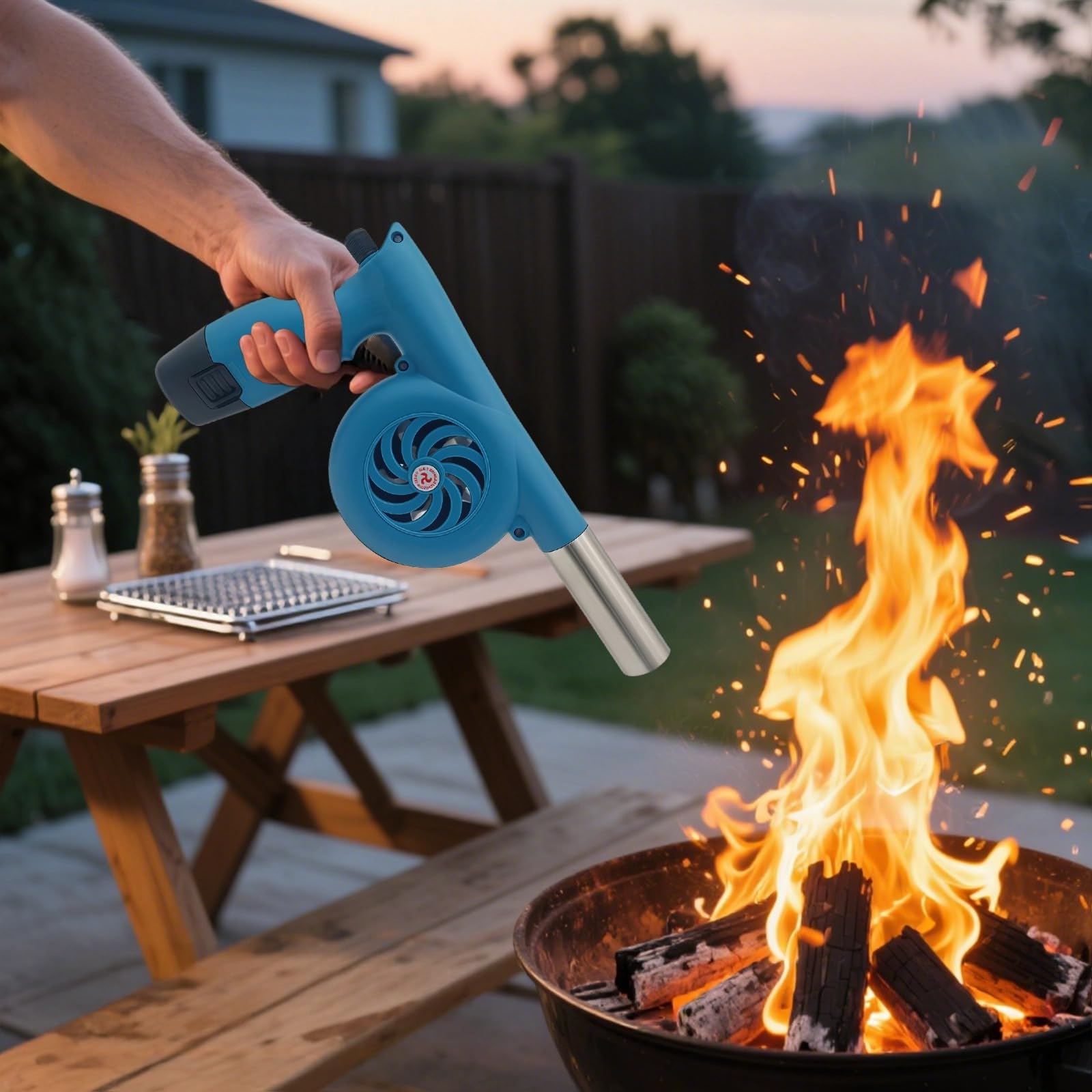PONDON Ventilatore elettrico ricaricabile da 12 V, ventilatore per barbecue senza fili, 5000 giri/min, 30 pollici