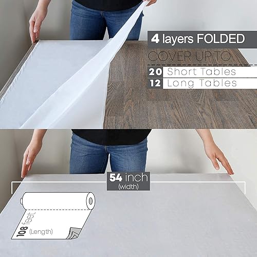 Miniatura 5 de Neatiffy Rollo de mantel de plástico desechable  Mantel impermeable de 54 pulgadas x 108 pies  Mantel para mesas rectangulares, cuadradas, redondas