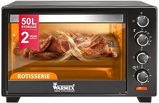 WARMEX Mom's Bliss 50 Litres OTG Oven Toaster Griller, Bake, Broil, Toast, Convection, Rotisserie & Glass Door Window with Variable Heating Mode (Black - MB50L, 2000 Watt)