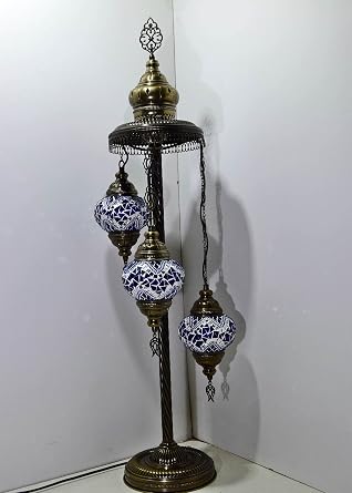 Mozaik Lambader,Otantik Lambası,Dekoratif Köşe Lambası 3 Lü Mozaik Gece Lambası Model 13