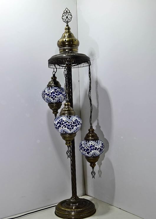 Mozaik Lambader,Otantik Lambası,Dekoratif Köşe Lambası 3 Lü Mozaik Gece Lambası Model 13