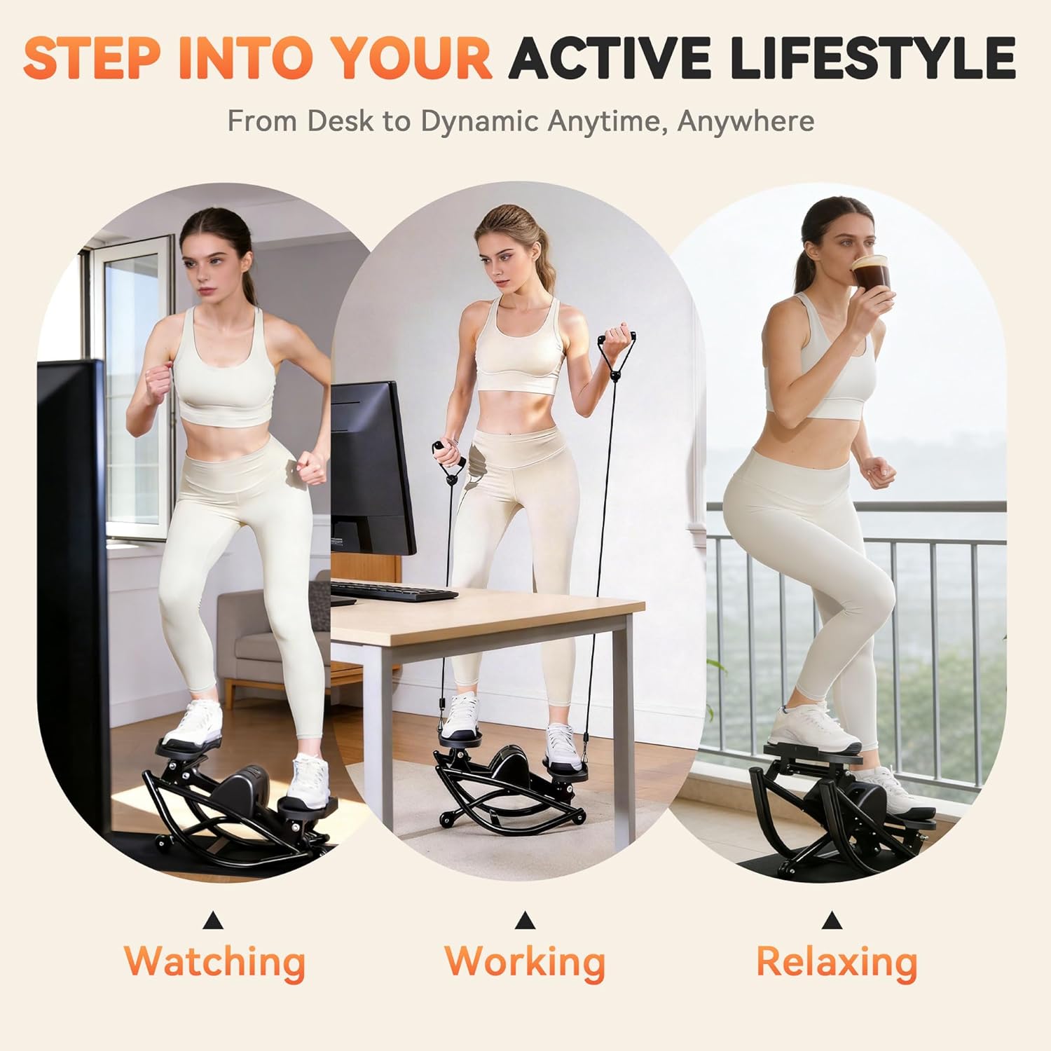 Rock Stepper - Steppers for Exercise at Home, Portable Stepper Side to Side with Digital Display & Resistance Bands, 330 LBS Capacity Full Body Workout Low-Impact Knee-Friendly 3D Stair Stepper
