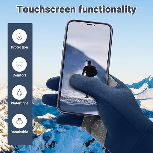 Miniatura 3 de Guantes de correr para hombres y mujeres, guantes de invierno para pantalla táctil, guantes térmicos ligeros con palma de silicona antideslizante
