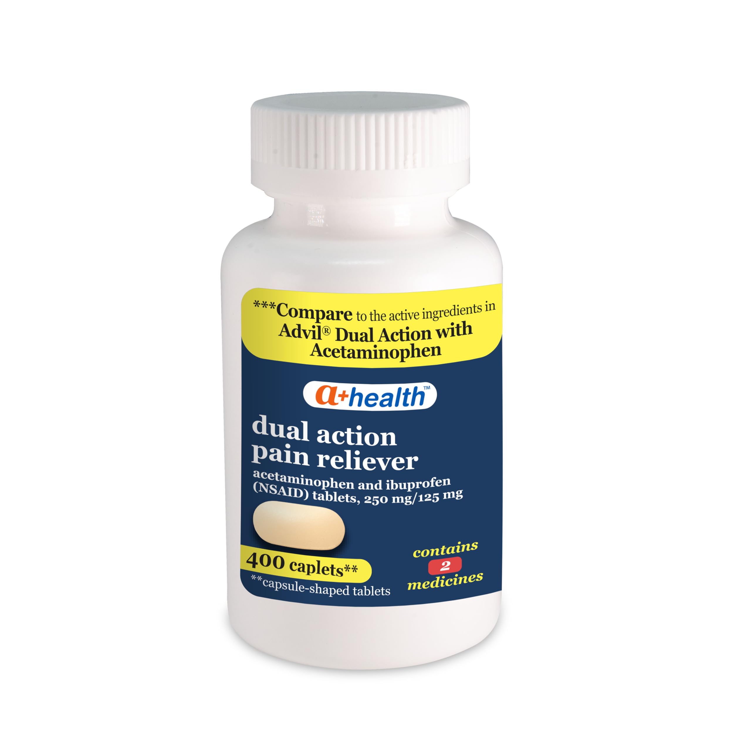 A+Health Dual Action Pain Relief Ibuprofen Acetaminophen Caplets 216 Count — Amazon image 7
