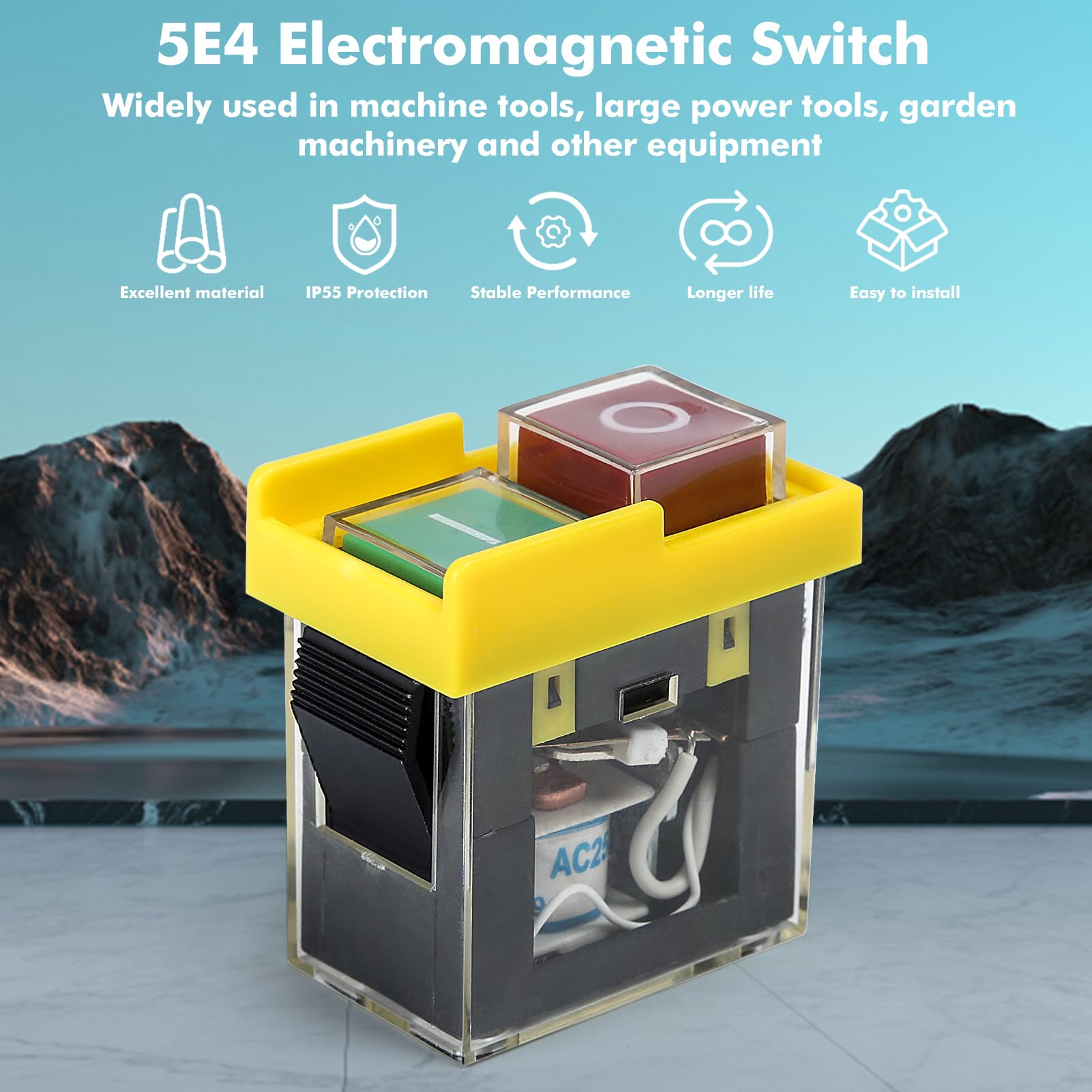 KJD6 wyłącznik bezpieczeństwa 220 V dwubiegunowy przełącznik przyciskowy 220 V AC 250 V 6A przełącznik magnetyczny przełącznik start-stop ochrona IP55.