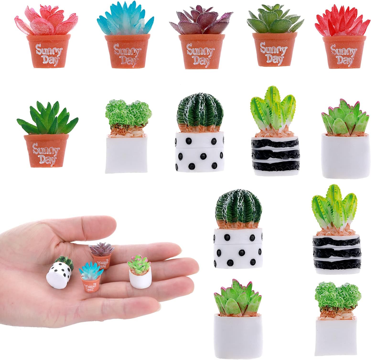 cobee Dollhouse Miniature Plant, 14PCS Dollhouse Potted Plants Miniature Bonsai Plant Model Doll House Mini Plant Artificial Greenery Ornament for 1:12 Dollhouse Decor Mini Garden