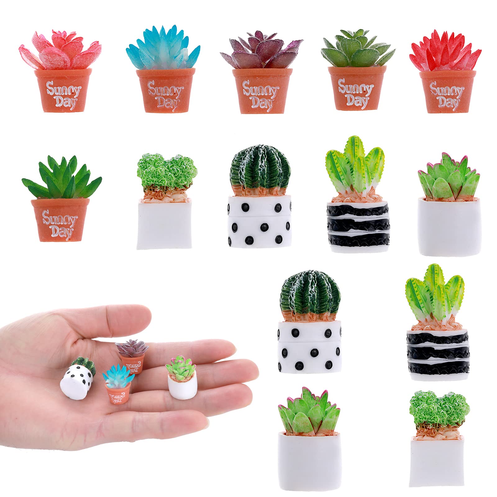 cobee Dollhouse Miniature Plant, 14PCS Dollhouse Potted Plants Miniature Bonsai Plant Model Doll House Mini Plant Artificial Greenery Ornament for 1:12 Dollhouse Decor Mini Garden