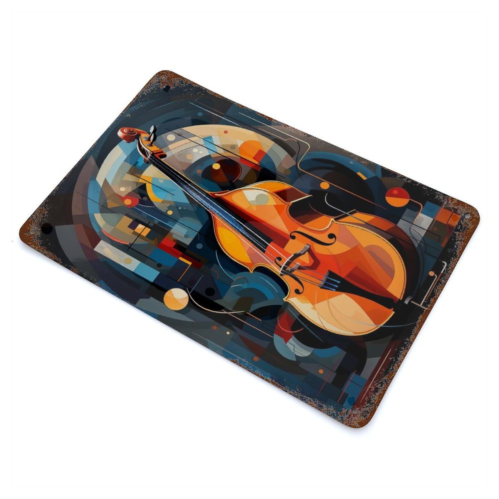 Distressed Metal Wall Sign Abstract Jazz Art 11.8"x7.9", Vintage Wall Decor for Garage, Bar And Workshop Decor